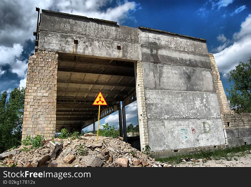 Near Chernobyl area. Modern ruins. Ukraine. Kiev region. Near Chernobyl area. Modern ruins. Ukraine. Kiev region