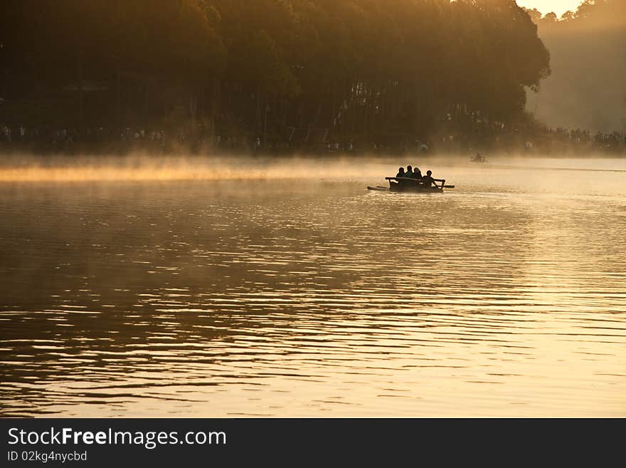 Raft in lake