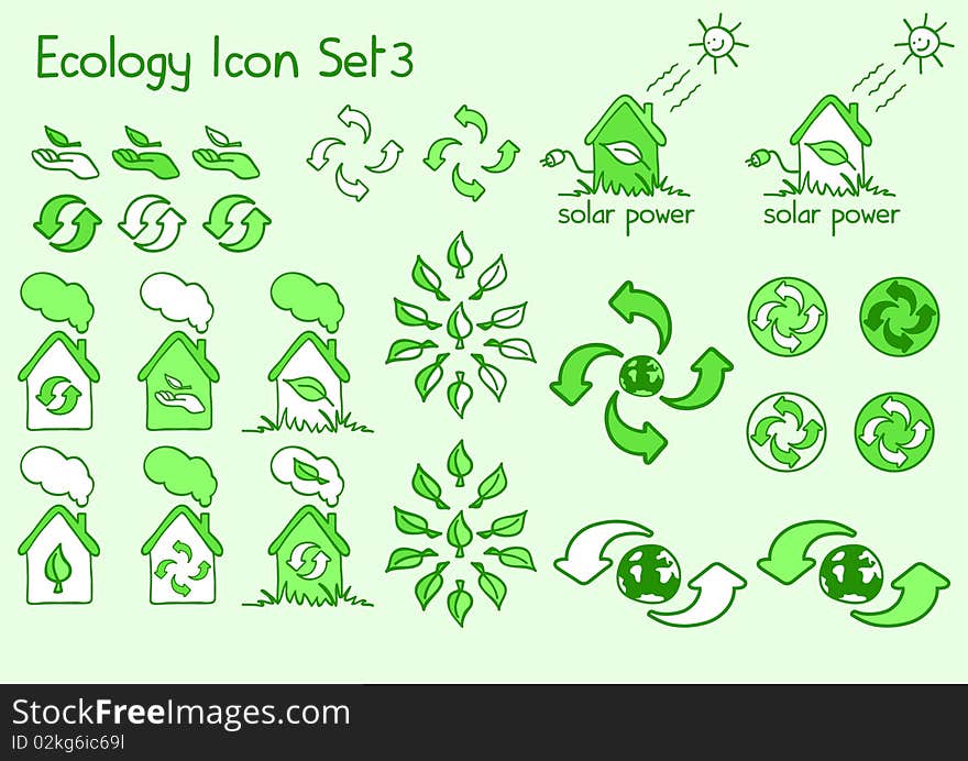 A great set of ecology icons in doodle style. A great set of ecology icons in doodle style