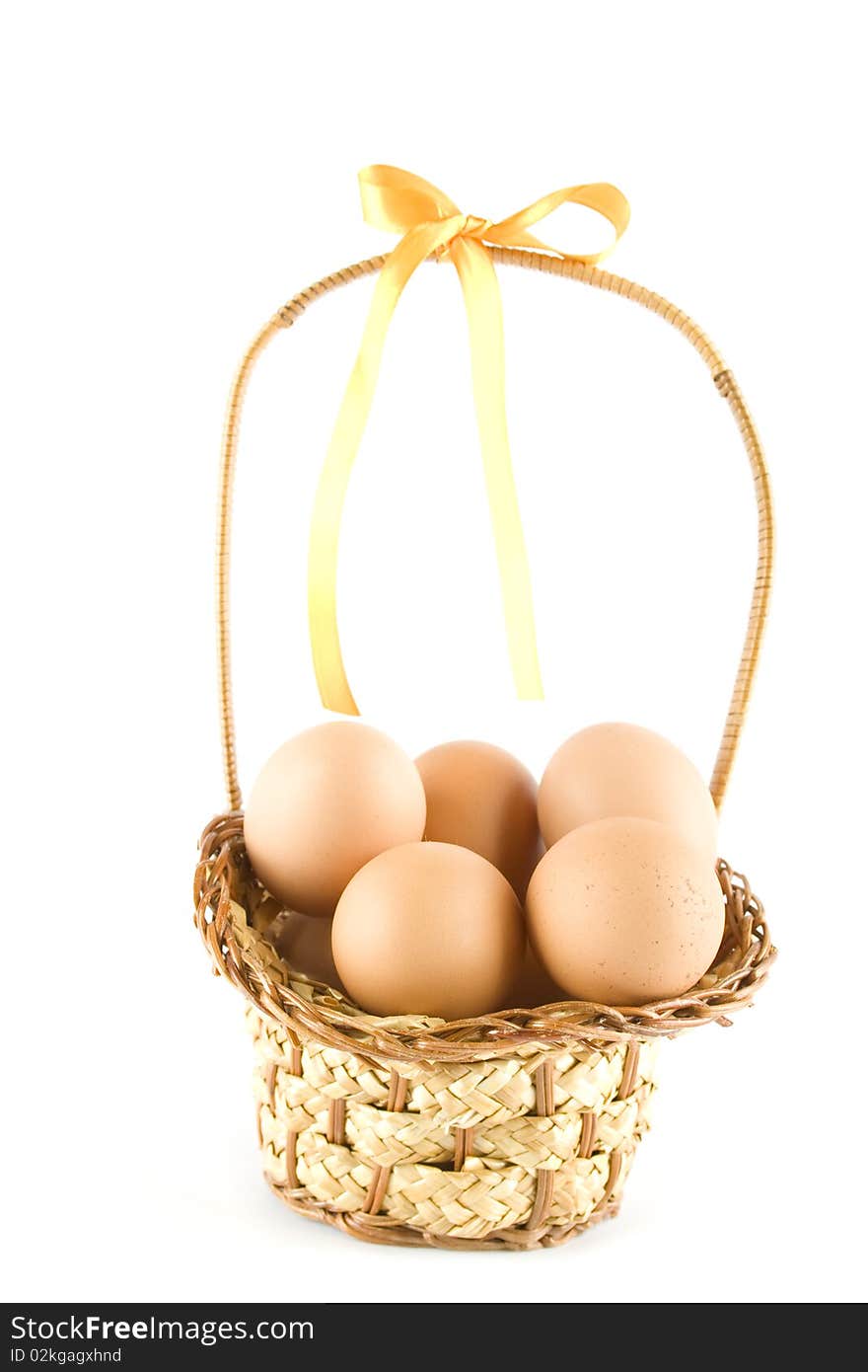 Chicken eggs in the basket