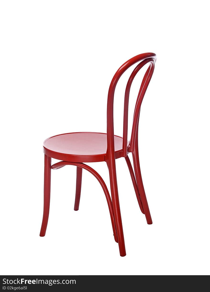 Red metal chair isolated over white background. Red metal chair isolated over white background