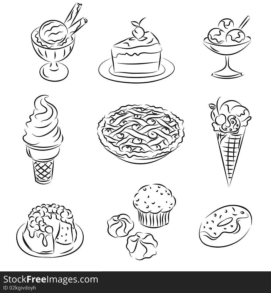 Vector Sketch Set of Sweets