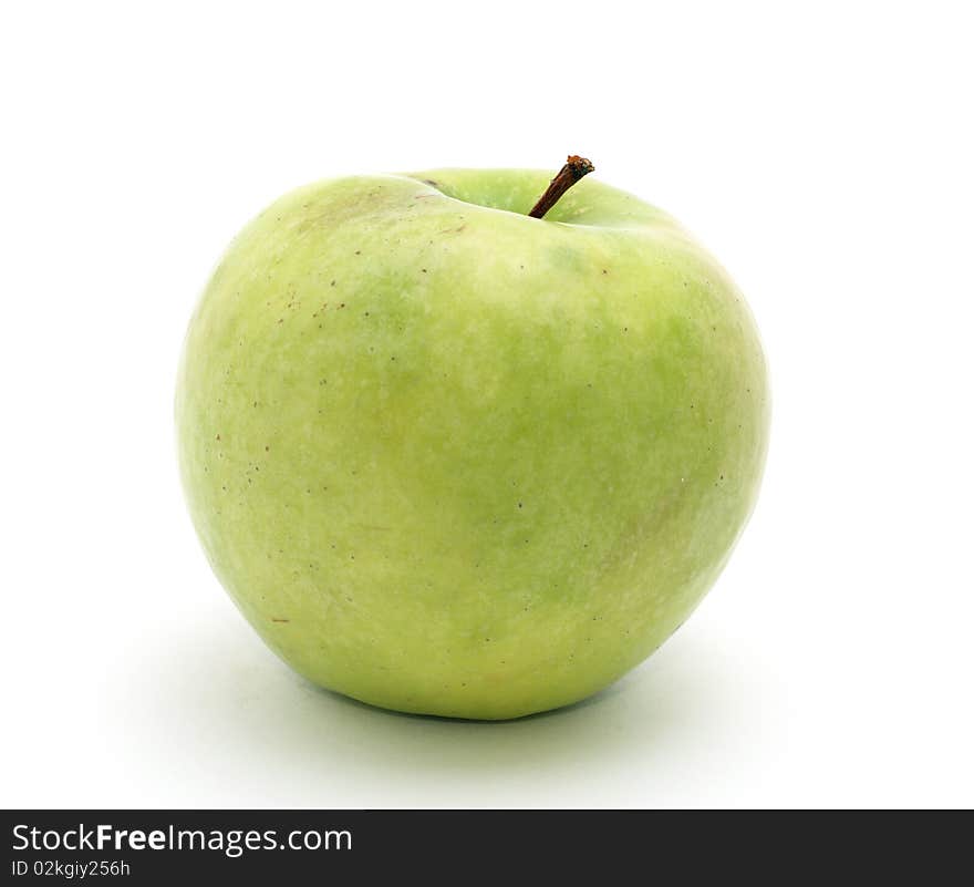 Single green apple isolated on white