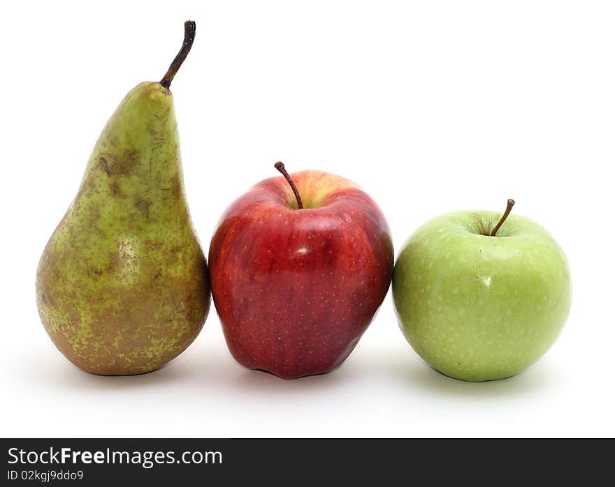 Three fruits isolated on white