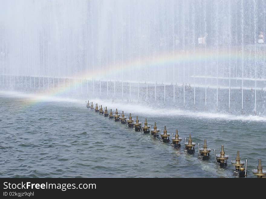 Fountain and rainbow