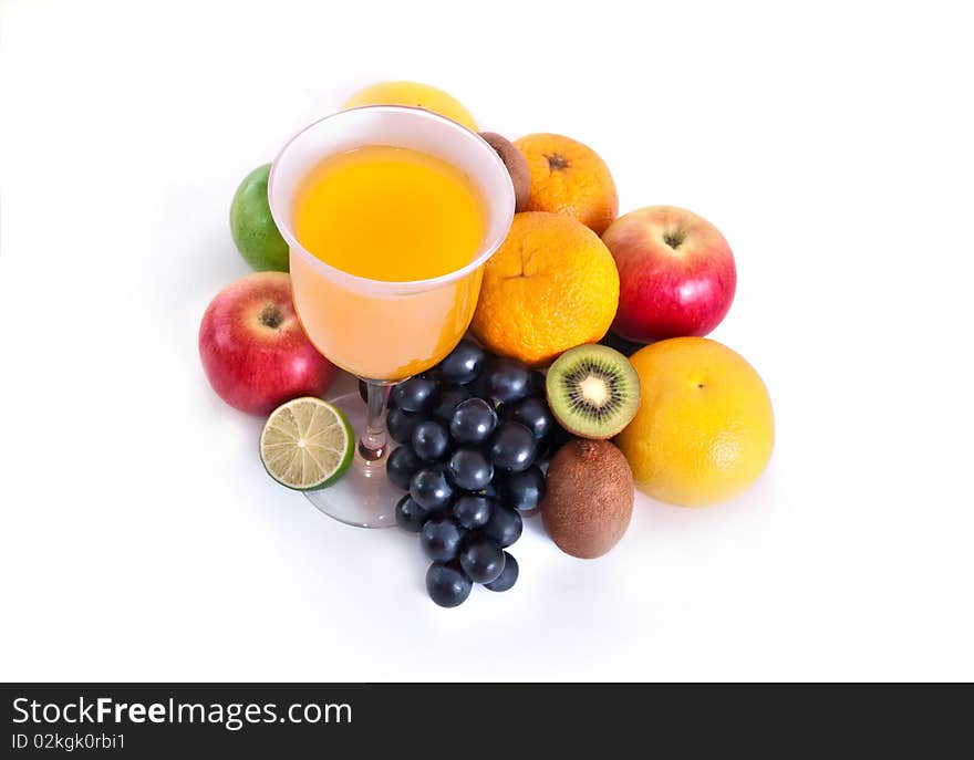 Diverse fresh fruits, isolated on white background