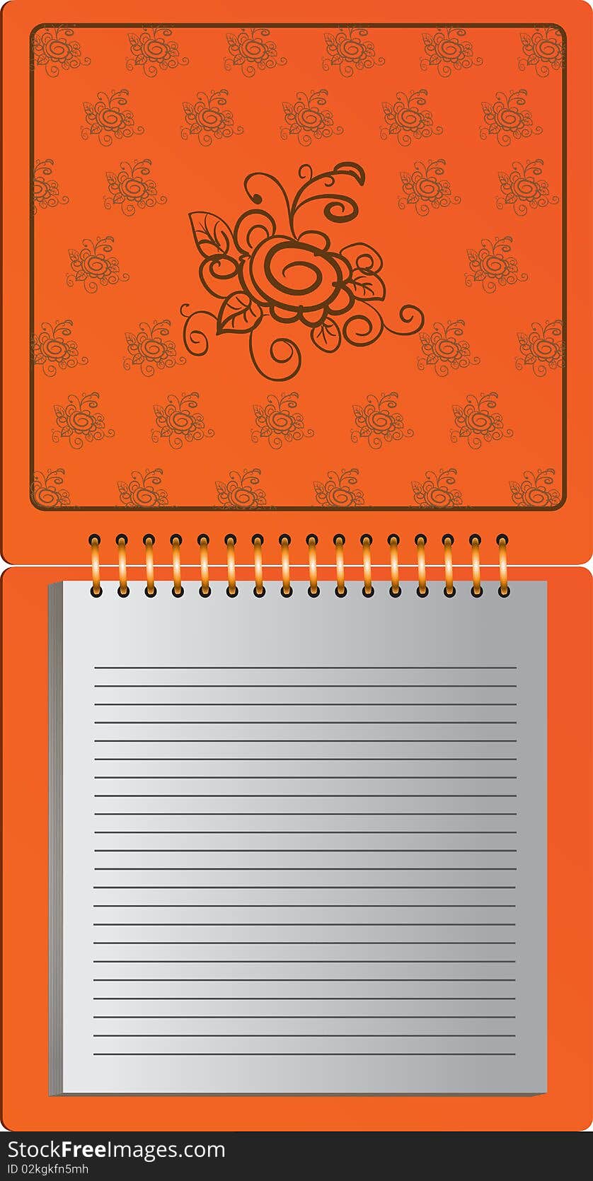 Orange notebook with flower ornament vector