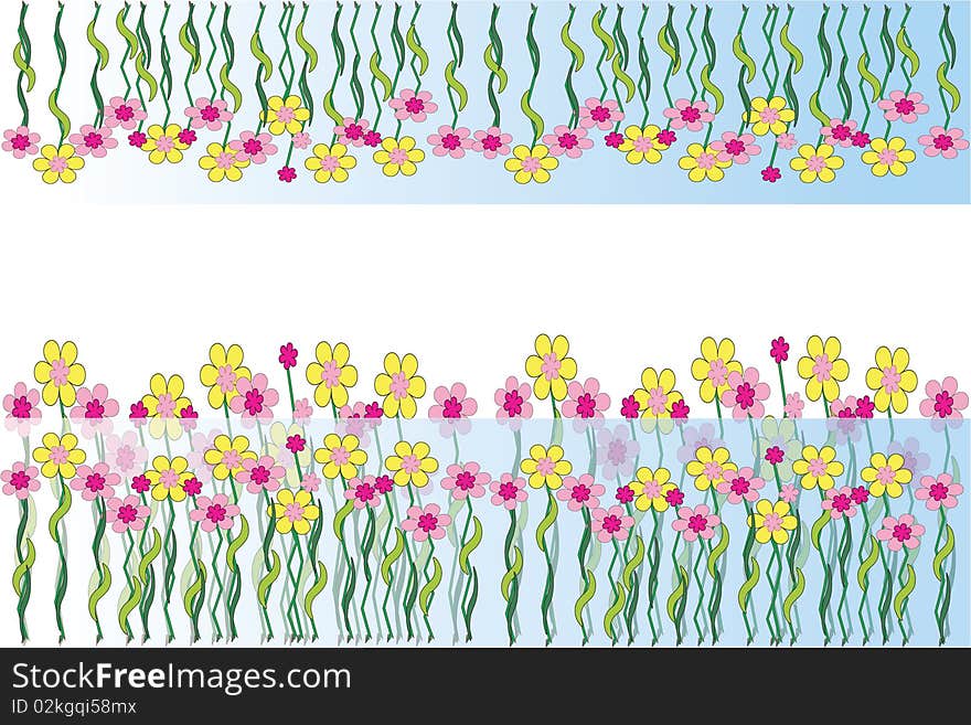 Flowers border at the white background. Flowers border at the white background.