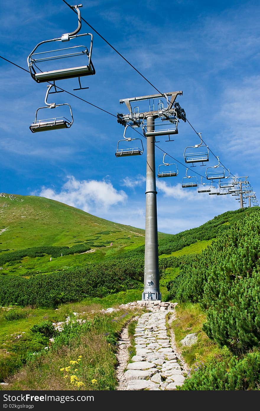 Ski lift in summer