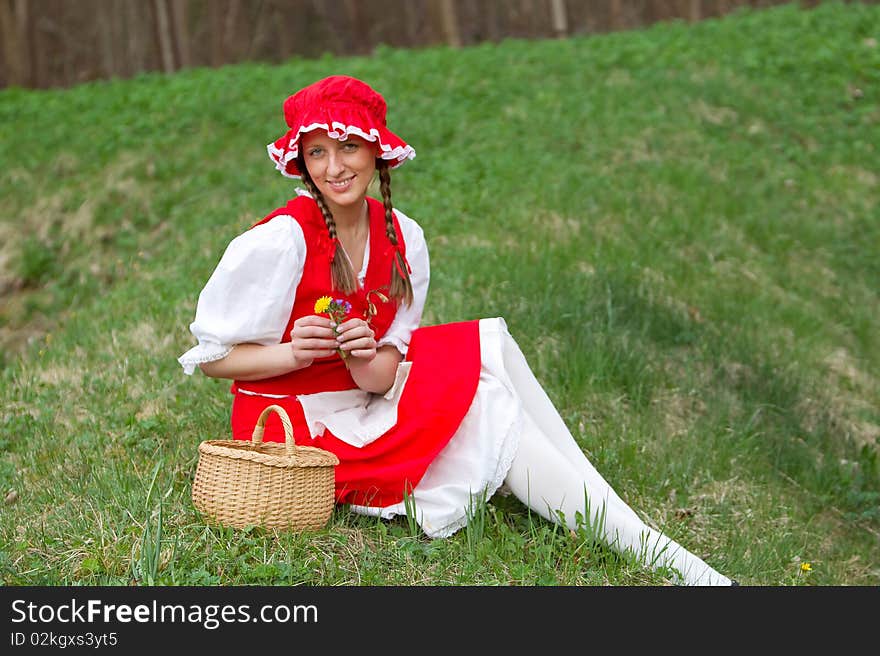 Red Riding Hood In The Meadow