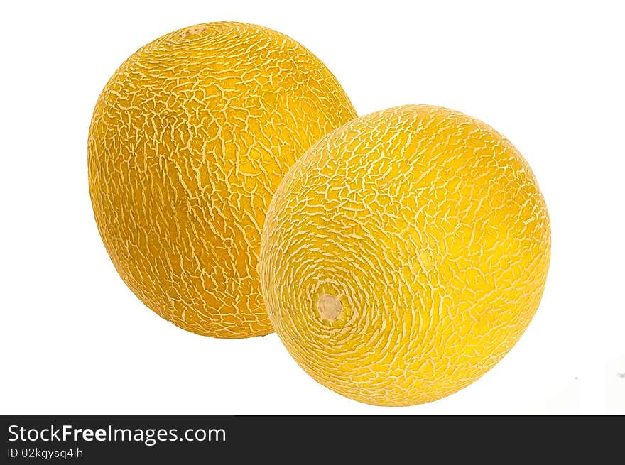 Two melons, isolated on the white. Two melons, isolated on the white