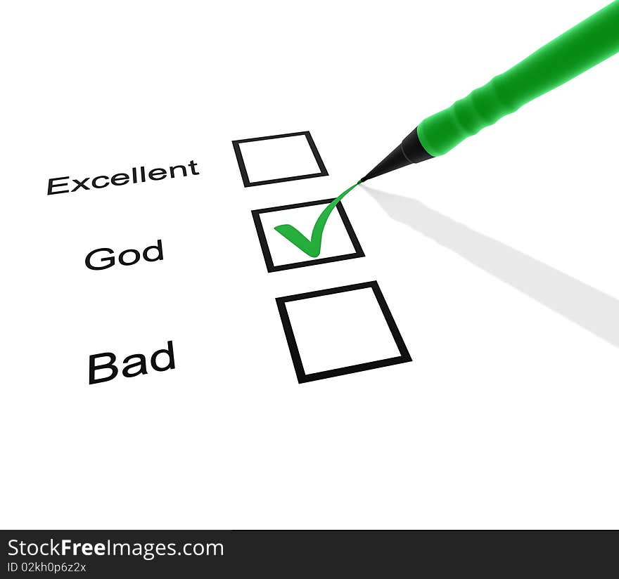 Checklist with green pencil in white background