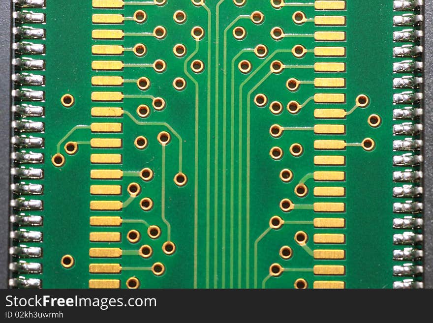 Part of a green computer chip