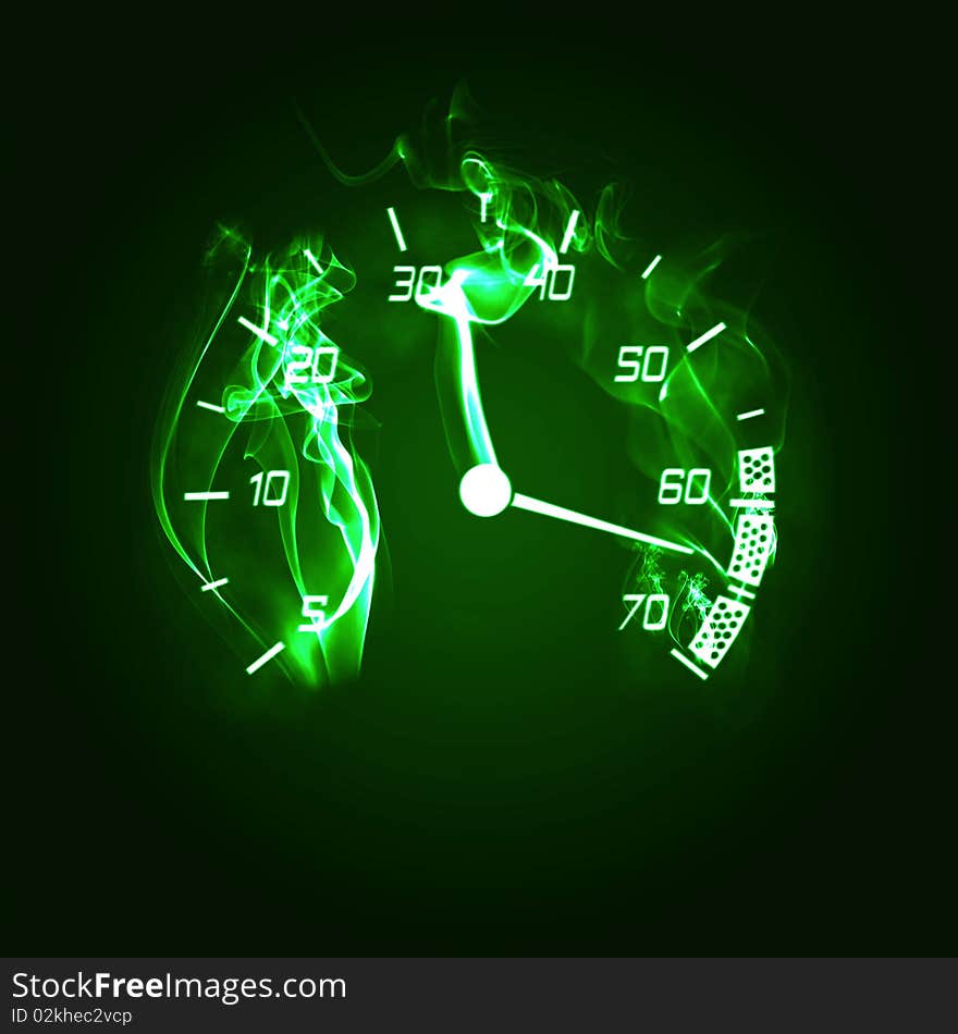 Illustration of the odometer in the smoke. Illustration of the odometer in the smoke