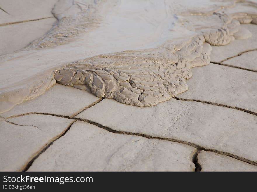 Muddy volcanos in Romania spilling mud