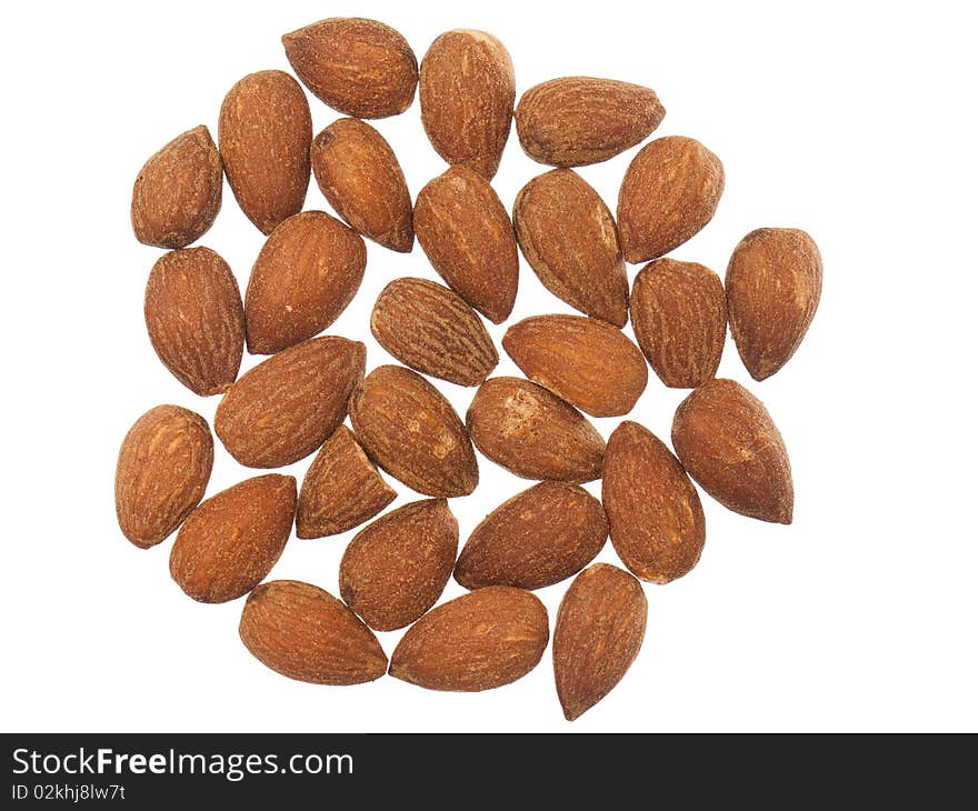 Almonds isolated on white background