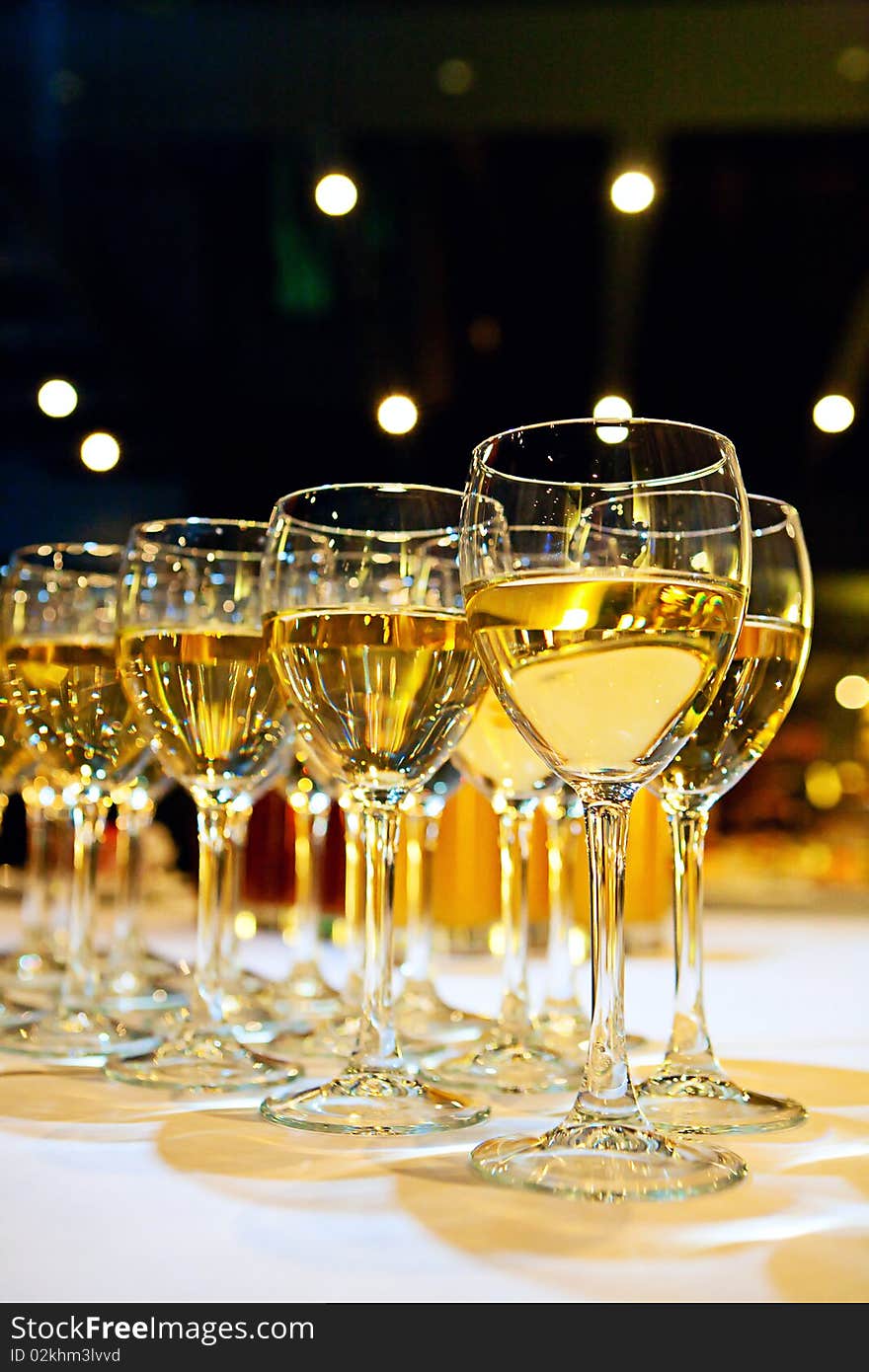 Filled glasses on the table in a restaurant. Filled glasses on the table in a restaurant