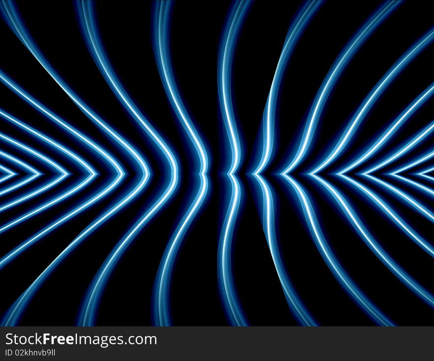 Blue ray over black background. Abstract image