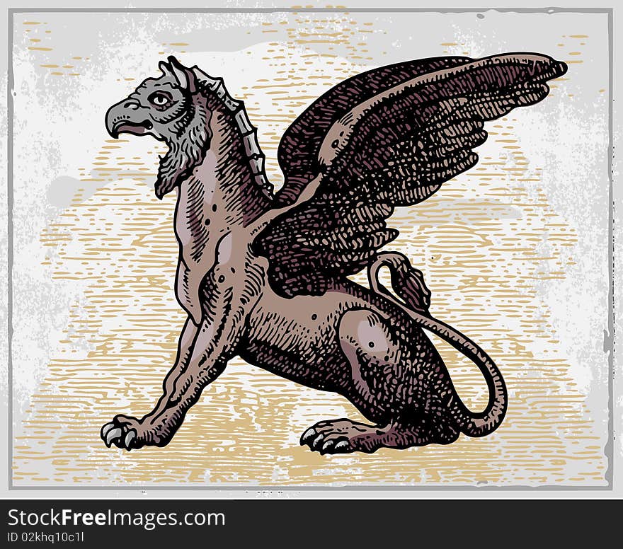 Vector illustrator of heraldic griffin.