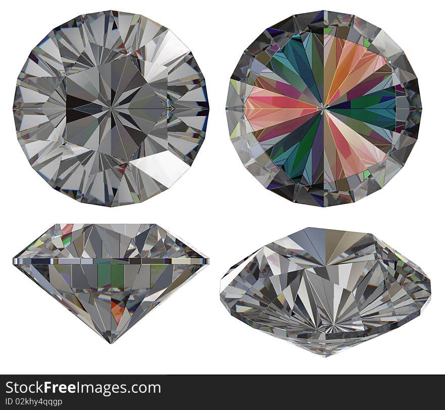 Diamond five star different view isolated. Diamond five star different view isolated