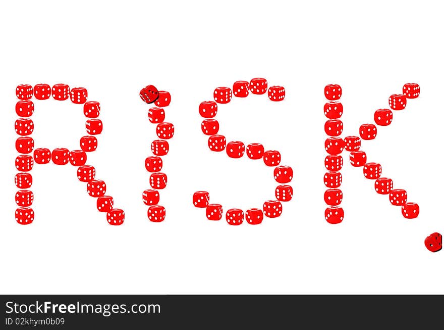 Red dice spelling out the word risk. Red dice spelling out the word risk.