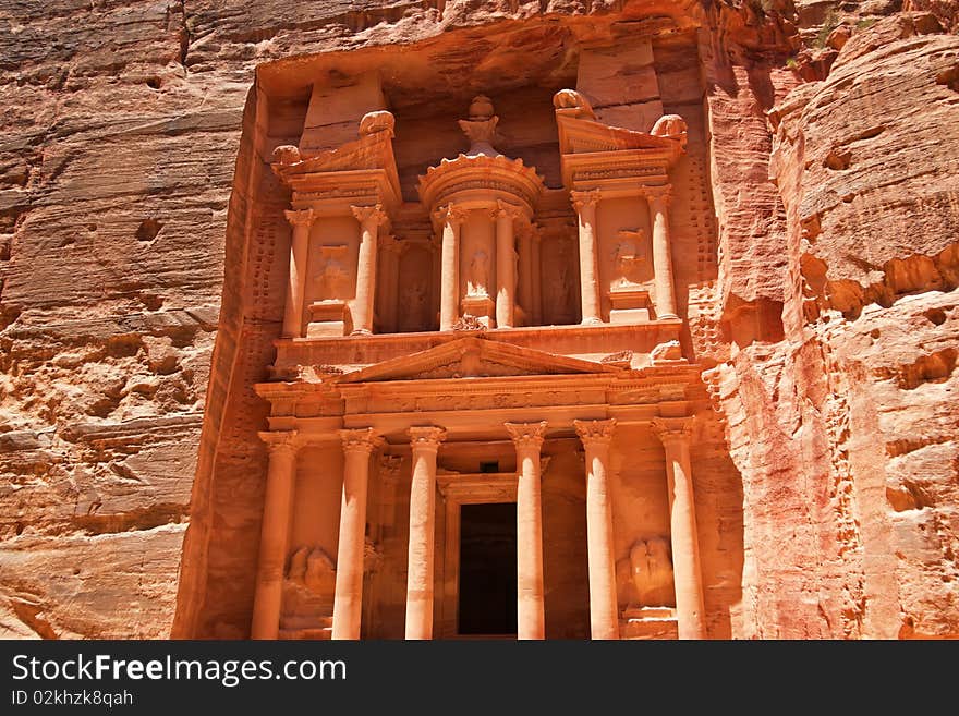 The Treasury is probably a royal tomb or temple. Petra. Jordan.