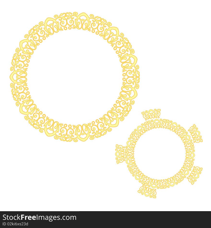 Vector illustration of a golden pattern design set