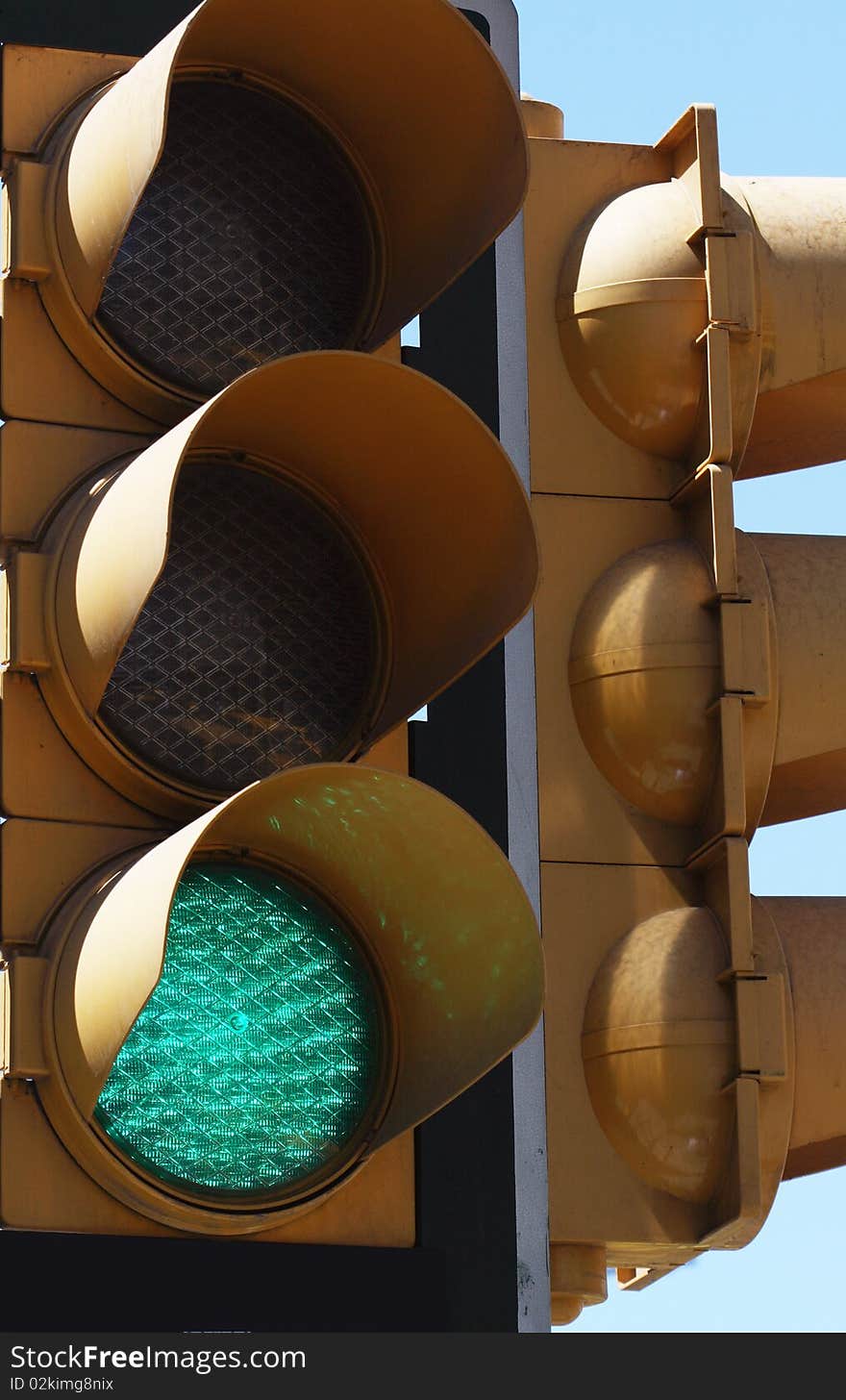 Closeup of traffic light showing the green light. Closeup of traffic light showing the green light