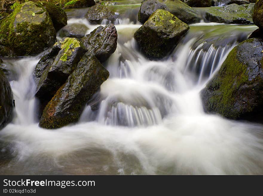 Amazing waterfall on the rocks.