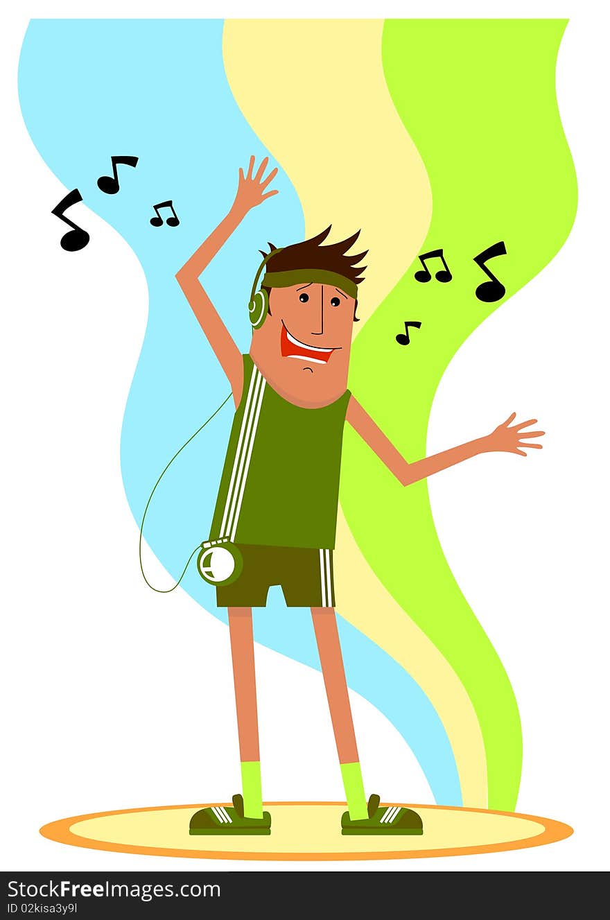 The cheerful dancer. Vector illustration