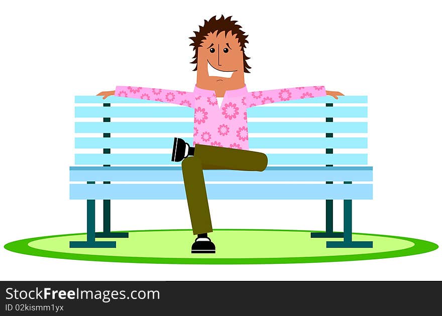 The guy on bench. Vector illustration