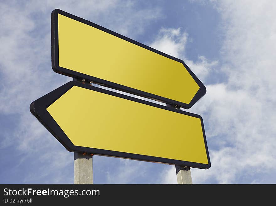 Directional road sign digitally modified to allow the writing of any other message