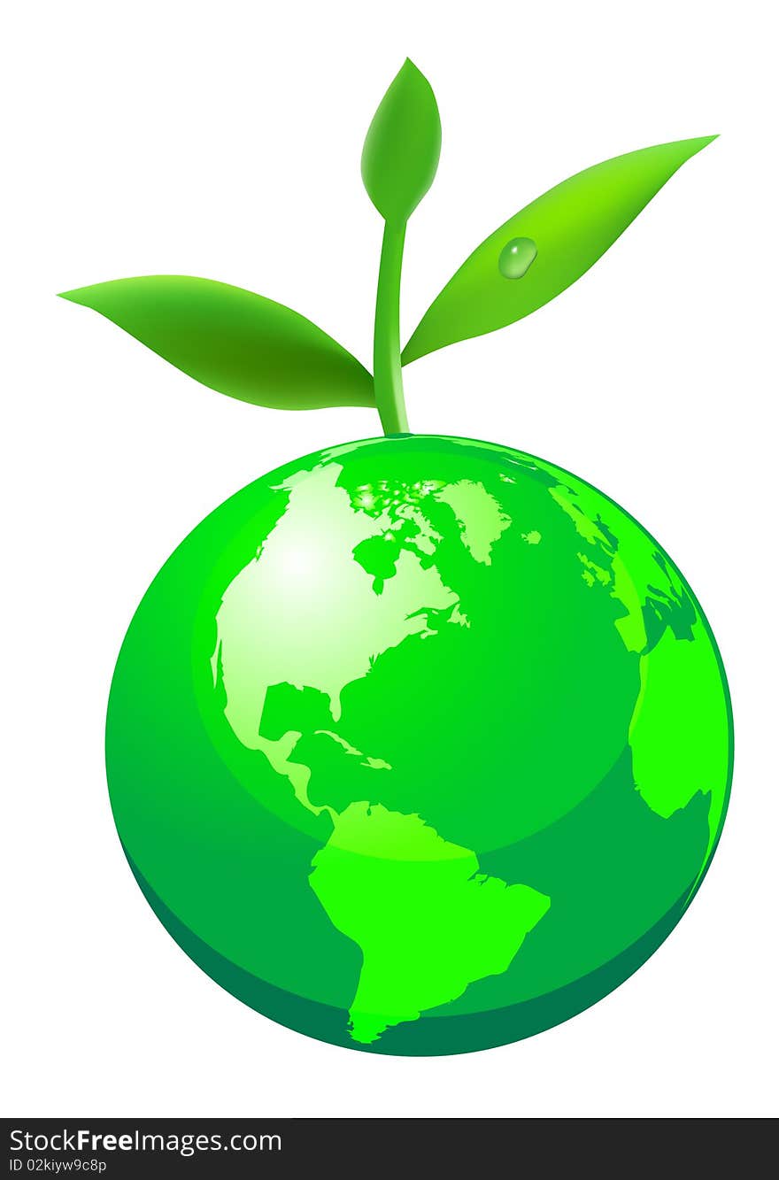 Green globe on white background