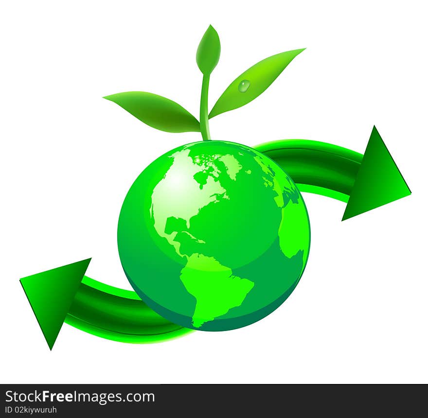 Green globe on white background