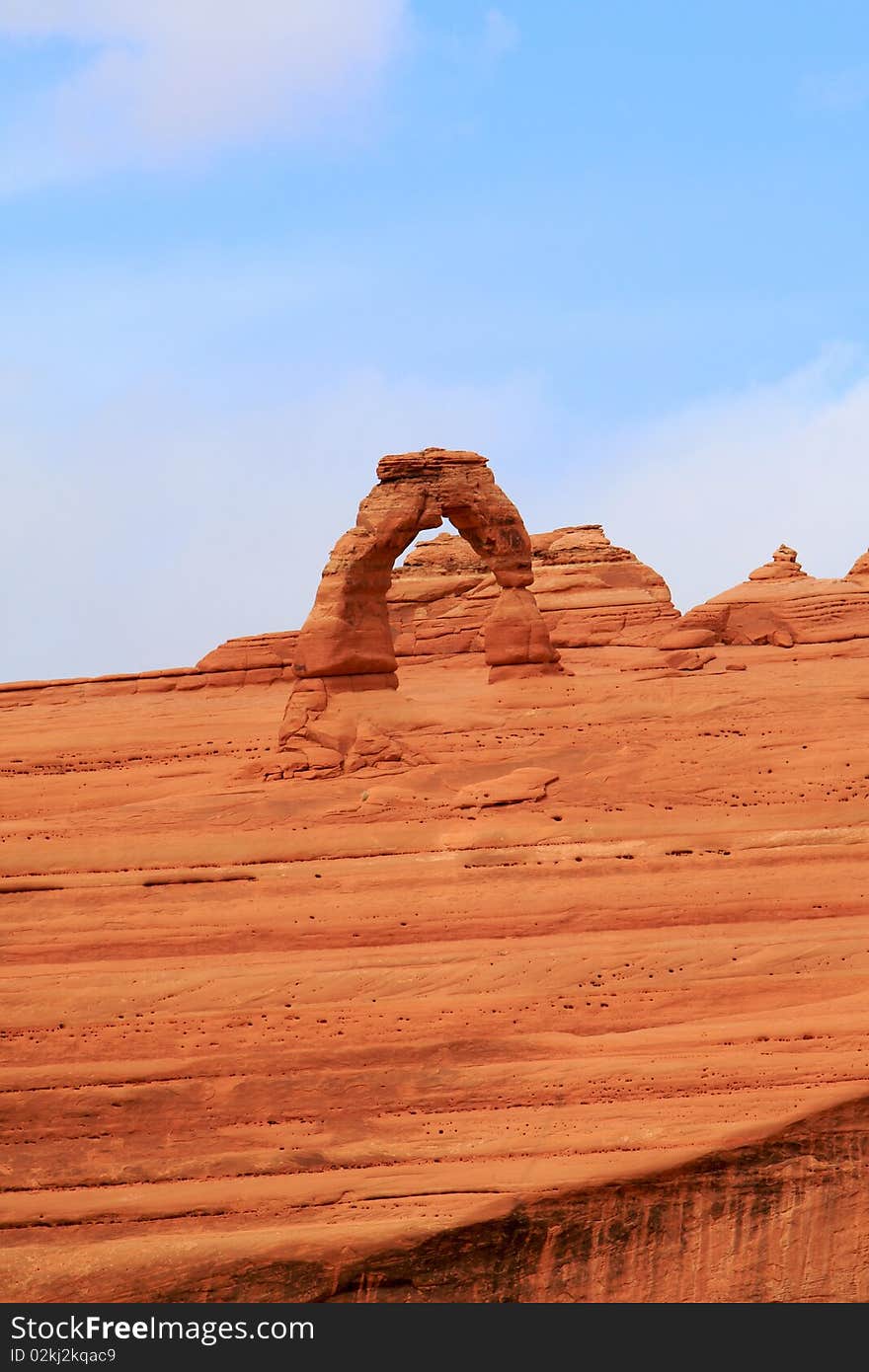 Landmark sandstone arch in arches national park near moab utah, and is the arch featured on the state of utah license plate. Landmark sandstone arch in arches national park near moab utah, and is the arch featured on the state of utah license plate