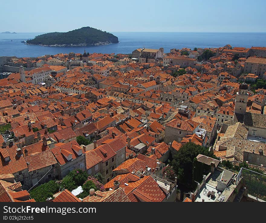 Croatia Coast, the roofs of European city, Dubrovnik