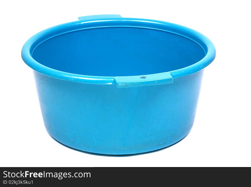 Blue washbowl. Isolated on a white background