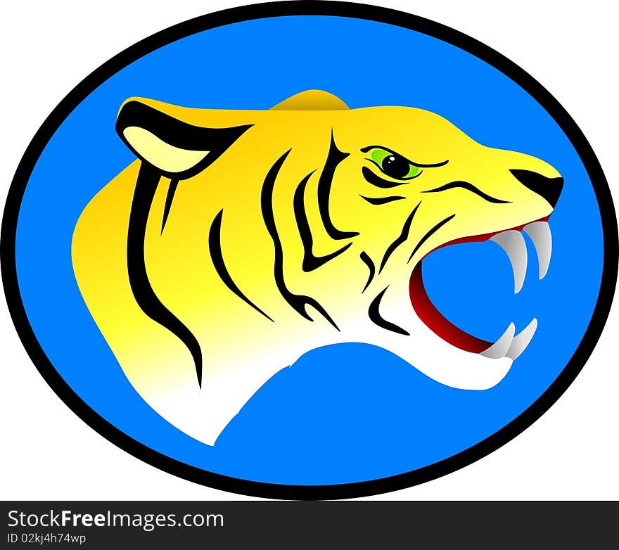 Vector bright ferocious tiger style. Vector bright ferocious tiger style