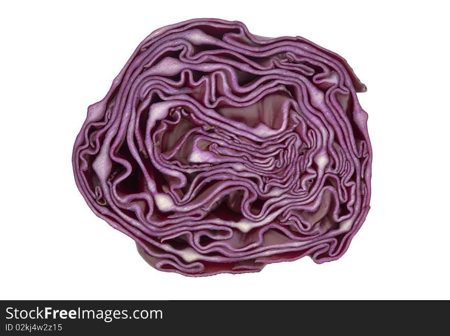 Macro of red cabbage sliced in half. Macro of red cabbage sliced in half