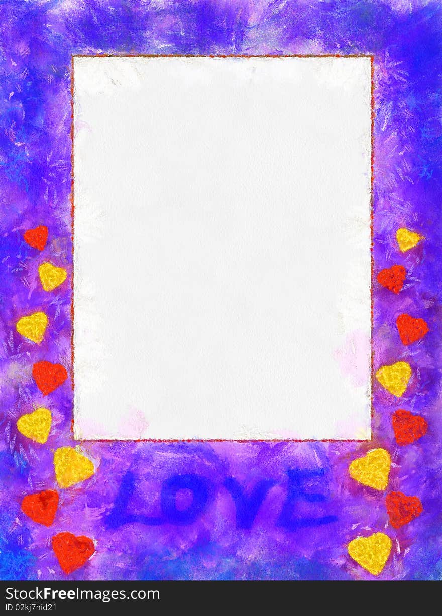 Illustration, frame with hearts