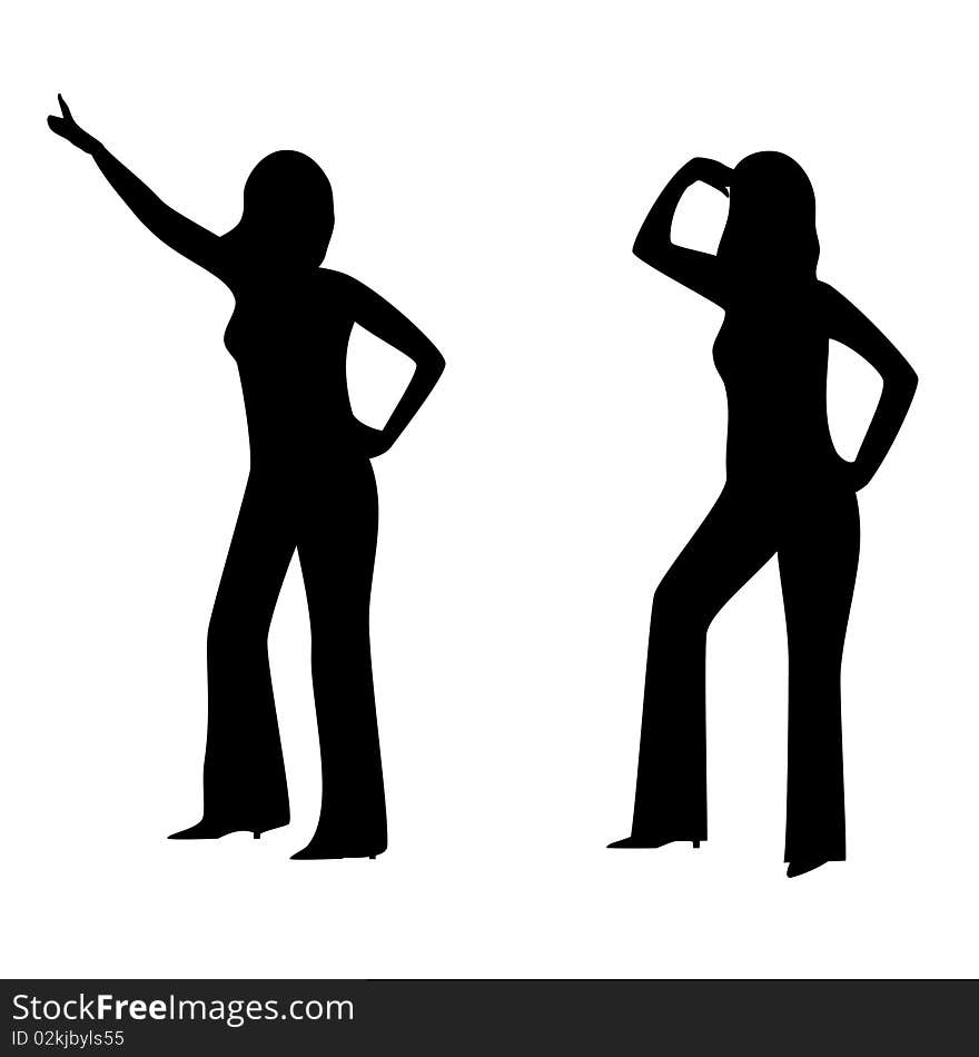 Set of two woman's silhouettes