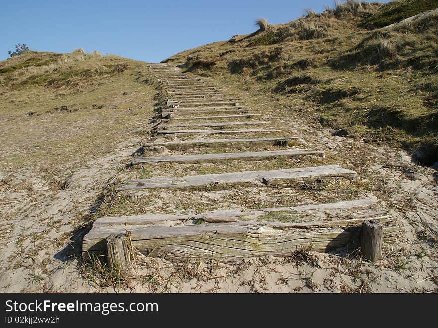 A stairway in the dunes of texel, the Netherlands. A stairway in the dunes of texel, the Netherlands