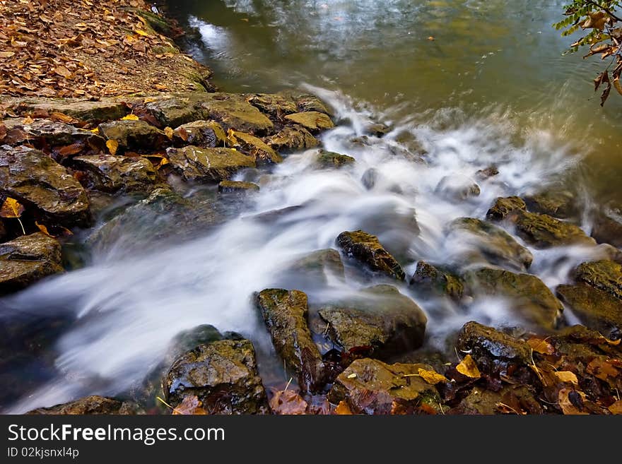 Small water stream inpark Maksimir in Zagreb