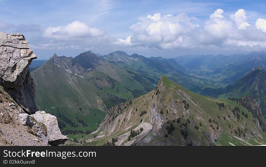 Summer alpine mountain panorama