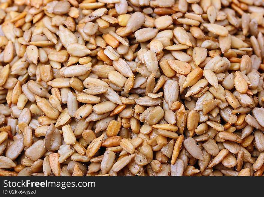 Sunflower seeds cleaned off from a shell, fried with salt.