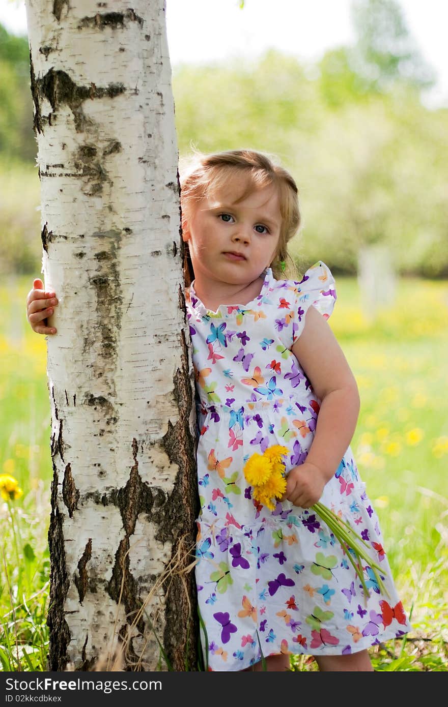 Little Girl Near Birch