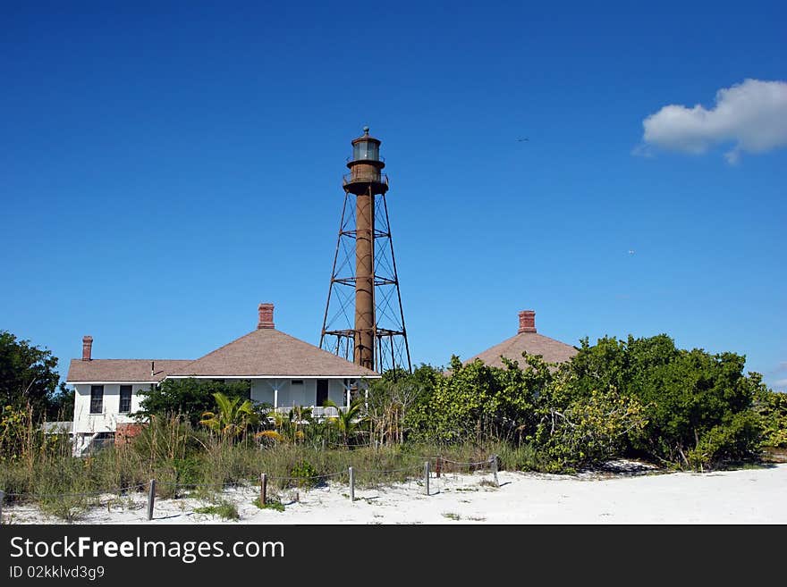 Historic lighthouse at midday Sanibel Island Florida