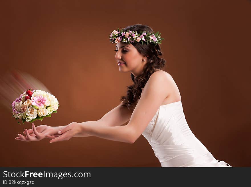 Young woman with a flower garland. Young woman with a flower garland