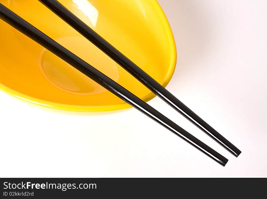 Chopsticks with bowl from Top View