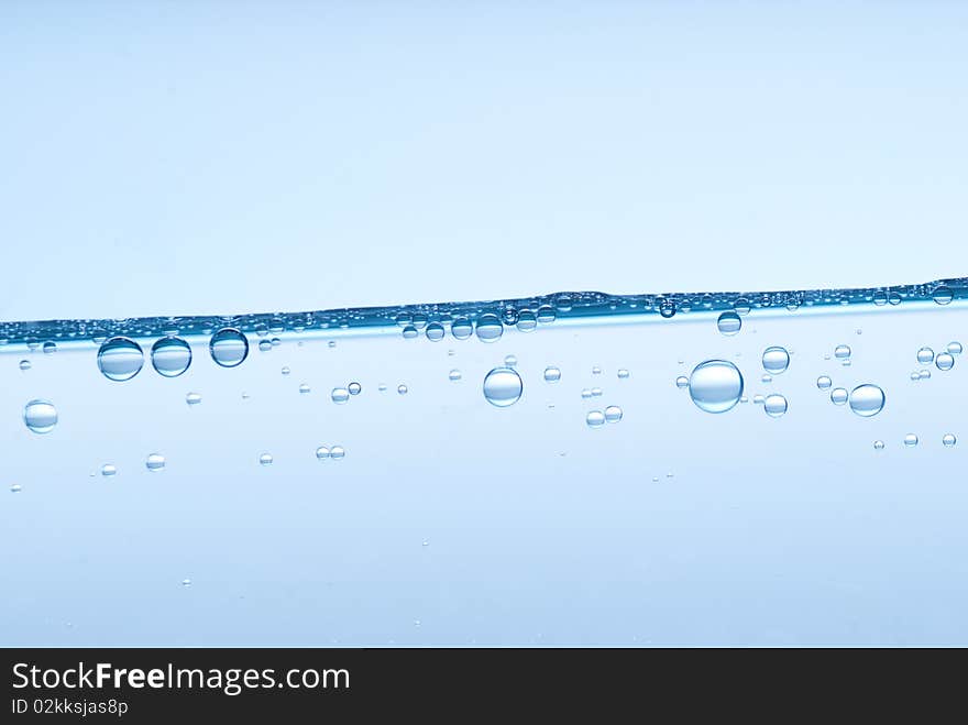 Water bubbles on blue background